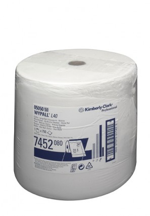 Протирочный материал Kimberly-Clark 7452 WYPALL* L40 большой рулон, белый