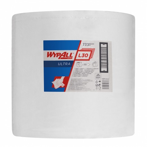 Протирочный материал Kimberly-Clark 7331 WYPALL* L30 ULTRA большой рулон, белый