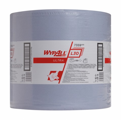 Протирочный материал Kimberly-Clark 7359 WYPALL* L30 ULTRA большой рулон, голубой