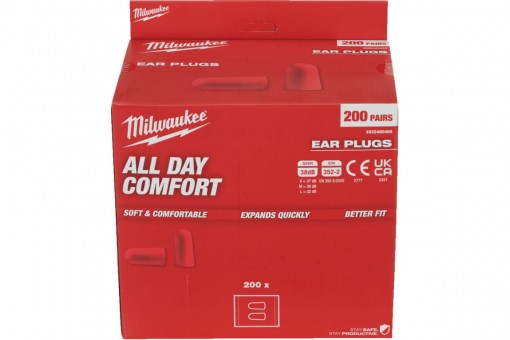 Беруши одноразовые MILWAUKEE без шнурка (200 шт) 38 дБ
