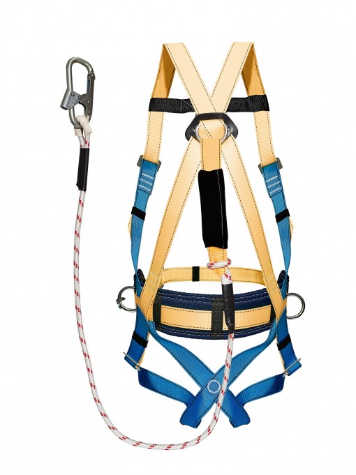 Удерживающая страховочная система УС-2аВЖ с наплечными и набедренными лямками с 3 точками крепления строп канат с амортизатором