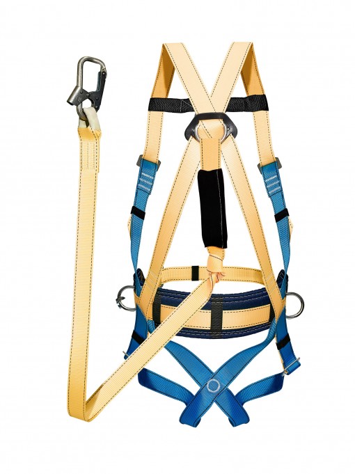 Удерживающая страховочная система УС-2аАЖ с наплечными и набедренными лямками с 3 точками крепления строп лента с амортизатором