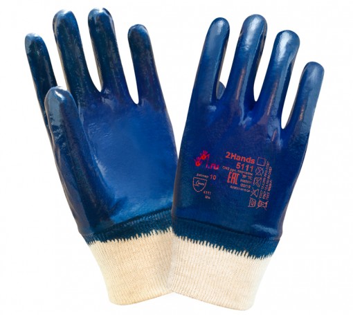Перчатки с легким нитриловым покрытием 2Hands Light 5111 (Blue) (Ту Хэндс Лайт)