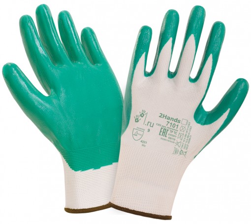 Перчатки с легким нитриловым покрытием 2Hands SafeFlex 7101 (Ту Хэндс СэйфФлекс)
