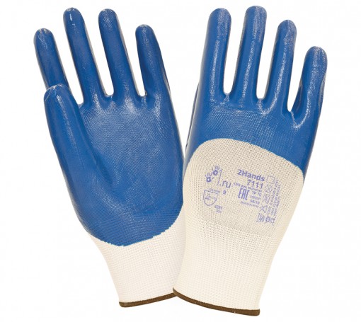 Перчатки с легким нитриловым покрытием 2Hands SafeFlex Full 7111 (Ту Хэндс СэйфФлекс Фулл)