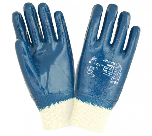Перчатки с тяжелым нитриловым покрытием 2Hands 9902 (Ту Хэндс)