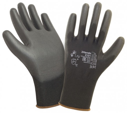 Перчатки нейлоновые с полиуретановым покрытием 2Hands Air 2101BLK (Ту Хэндс Эйр)