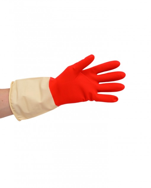 Перчатки хозяйственные латексные сверхпрочные Биколор