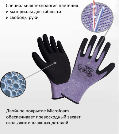 Перчатки нейлоновые с нитрильным покрытием 2Hands Air 2705 (Ту Хэндс Эйр 2705)