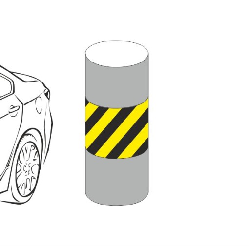 Мат самоклеющийся для вертикальной разметки 10 м х 0,5 м х 8 мм красно-белый